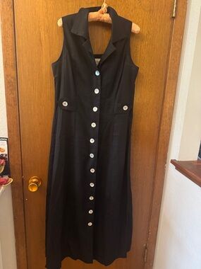 Ultra Dress Collection Black Sleeveless Button-Front Maxi Dress 90’s vintage